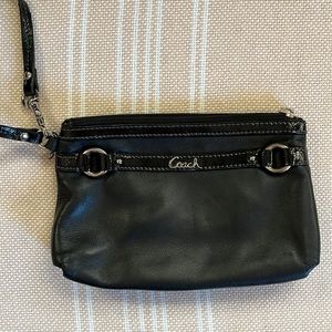 Black leather Coach wristlet